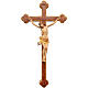 Crocifisso trilobato 22cm legno Valgardena Old Antico Gold s1