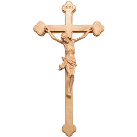 Trefoil crucifix in patinated Valgardena wood
