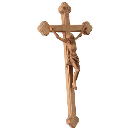 Trefoil crucifix in patinated Valgardena wood 3