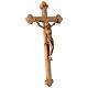 Trefoil crucifix in patinated Valgardena wood s3