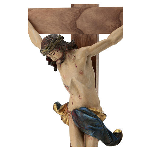 Corpus straight crucifix in antique gold Valgardena wood 3