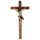 Corpus straight crucifix in antique gold Valgardena wood s1