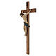 Corpus straight crucifix in antique gold Valgardena wood s5