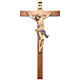 Corpus straight crucifix in antique gold Valgardena wood s1