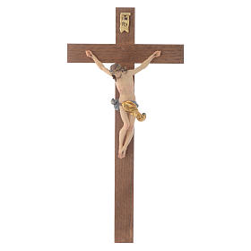 Crucifijo cruz recta modelo Corpus, madera Valgardena pintada
