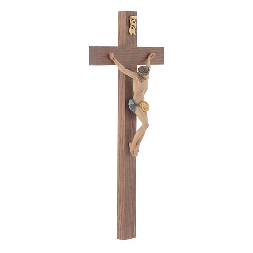 Corpus straight crucifix in painted Valgardena wood 2