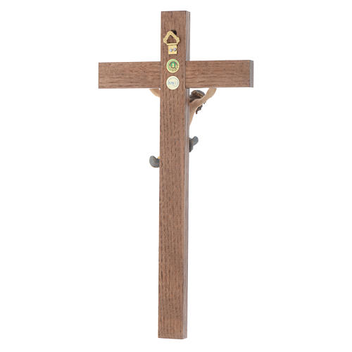 Corpus straight crucifix in painted Valgardena wood 3