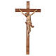 Corpus straight crucifix in multi-patinated Valgardena wood s1