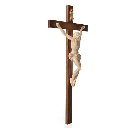 Corpus straight crucifix in natural wax Valgardena wood 13