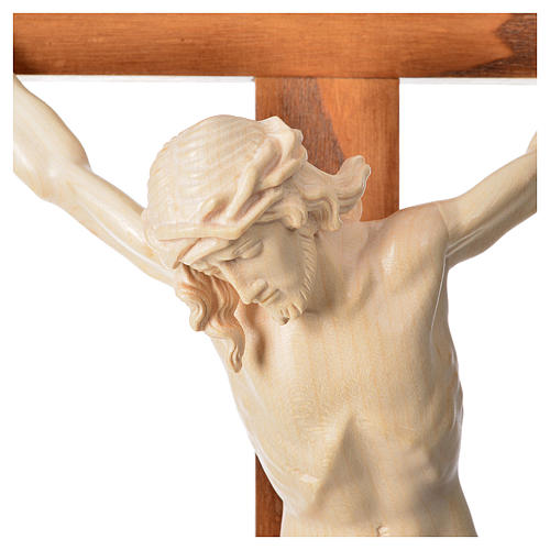 Corpus straight crucifix in natural wax Valgardena wood 4