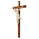 Corpus straight crucifix in natural wax Valgardena wood s12