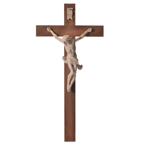Crucifijo cruz recta modelo Corpus madera Valgardena encerada 7
