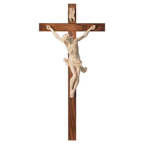 Crucifijo cruz recta modelo Corpus madera Valgardena encerada 11