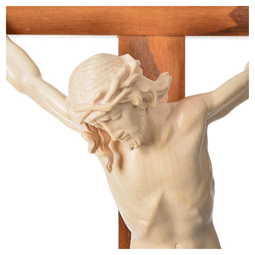 Crucifijo cruz recta modelo Corpus madera Valgardena encerada 14