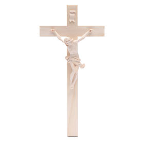 Crucifijo cruz recta modelo Corpus, madera Valgardena natural