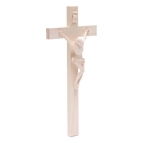 Crucifix croix droite Corpus Valgardena bois naturel 3
