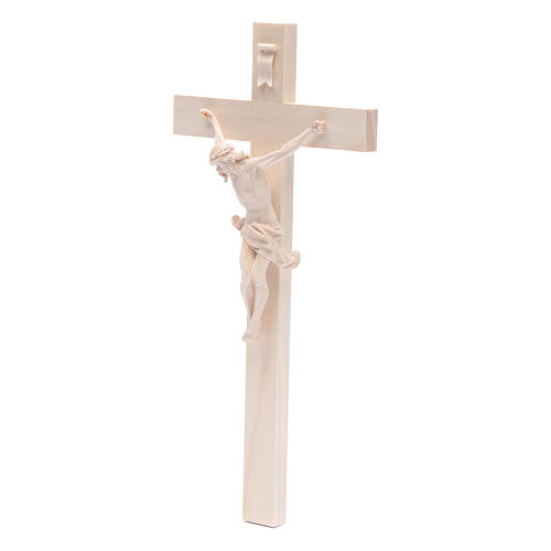 Crucifixo cruz recta Corpus madeira natural Val Gardena 2