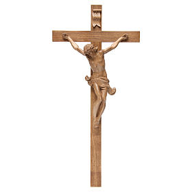 Crucifixo cruz recta Corpus madeira patinada Val Gardena