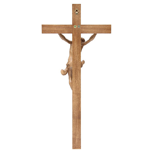 Crucifixo cruz recta Corpus madeira patinada Val Gardena 4