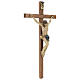Corpus straight cross in antique gold Valgardena wood s5