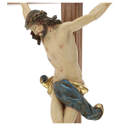 Crucifijo cruz recta tallada modelo Corpus, madera Valgardena An 2