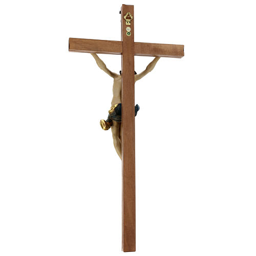 Crucifixo cruz recta esculpida Corpus Val Gardena Antigo Gold 6