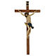 Crucifixo cruz recta esculpida Corpus Val Gardena Antigo Gold s1