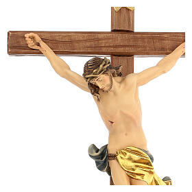 Crucifijo cruz recta tallada modelo Corpus, madera Valgardena