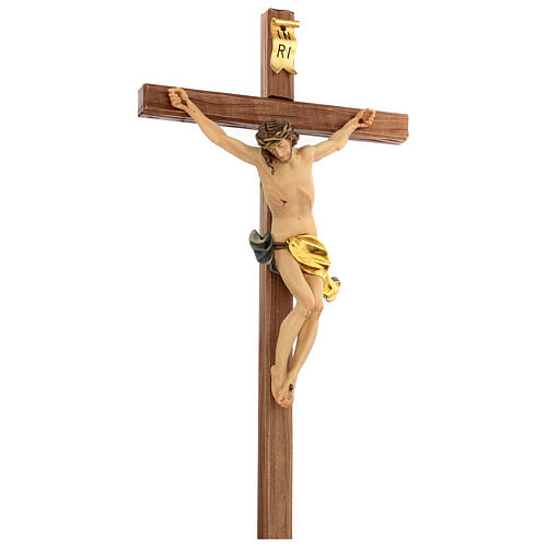Crucifijo cruz recta tallada modelo Corpus, madera Valgardena 3