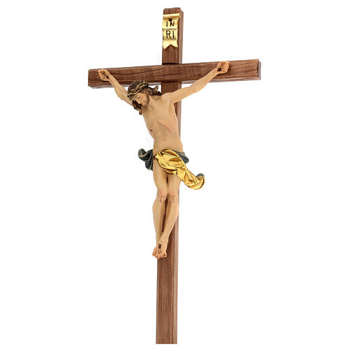 Crucifijo cruz recta tallada modelo Corpus, madera Valgardena 4