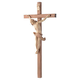 Crucifijo cruz recta tallada modelo Corpus, madera Valgardena va