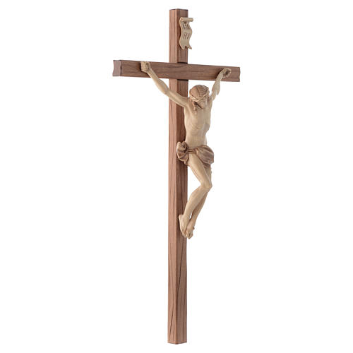 Crucifijo cruz recta tallada modelo Corpus, madera Valgardena va 3