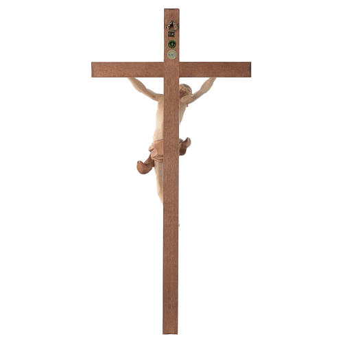 Crucifijo cruz recta tallada modelo Corpus, madera Valgardena va 4