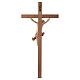 Crucifixo cruz recta esculpida Corpus Val Gardena pátina múltipla s4