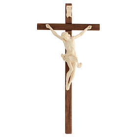 Crucifix croix droite sculpté Corpus Valgardena naturel ciré