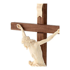 Crucifix croix droite sculpté Corpus Valgardena naturel ciré