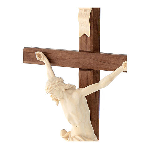 Crucifix croix droite sculpté Corpus Valgardena naturel ciré 2