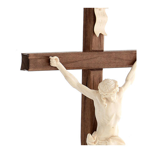 Crucifix croix droite sculpté Corpus Valgardena naturel ciré 4