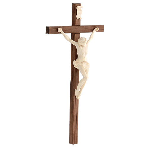 Crucifix croix droite sculpté Corpus Valgardena naturel ciré 5