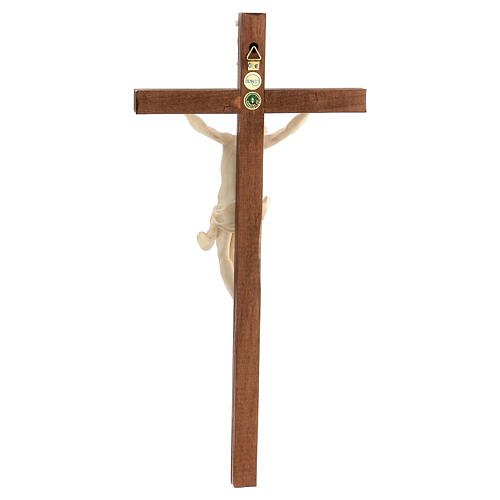 Crucifix croix droite sculpté Corpus Valgardena naturel ciré 6