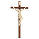 Crucifix croix droite sculpté Corpus Valgardena naturel ciré s1
