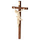 Crucifix croix droite sculpté Corpus Valgardena naturel ciré s3