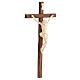 Crucifix croix droite sculpté Corpus Valgardena naturel ciré s5