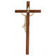 Crucifix croix droite sculpté Corpus Valgardena naturel ciré s6