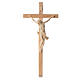 Crucifijo cruz recta tallada modelo Corpus, madera Valgardena na s1