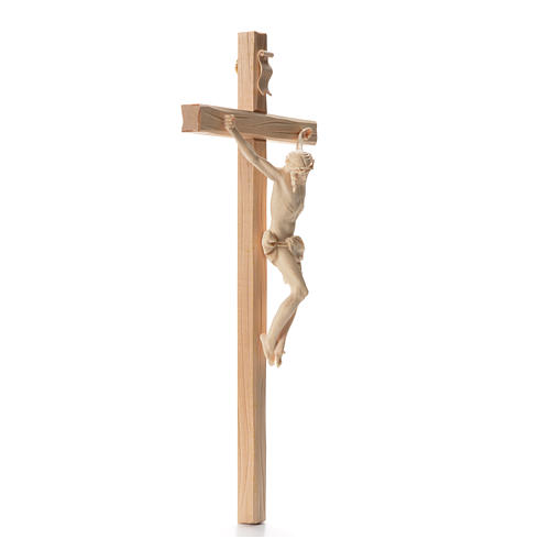 Crucifix croix droite sculpté Corpus Valgardena naturel 2