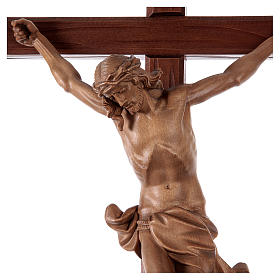 Corpus straight sculpted cross in patinated Valgardena wood