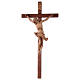 Crucifix croix droite sculpté Corpus Valgardena patiné s1