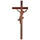 Crucifix croix droite sculpté Corpus Valgardena patiné s5