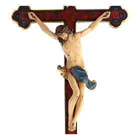 Dreilappigen Kruzifix Corpus Grödnerta Holz handgemalt